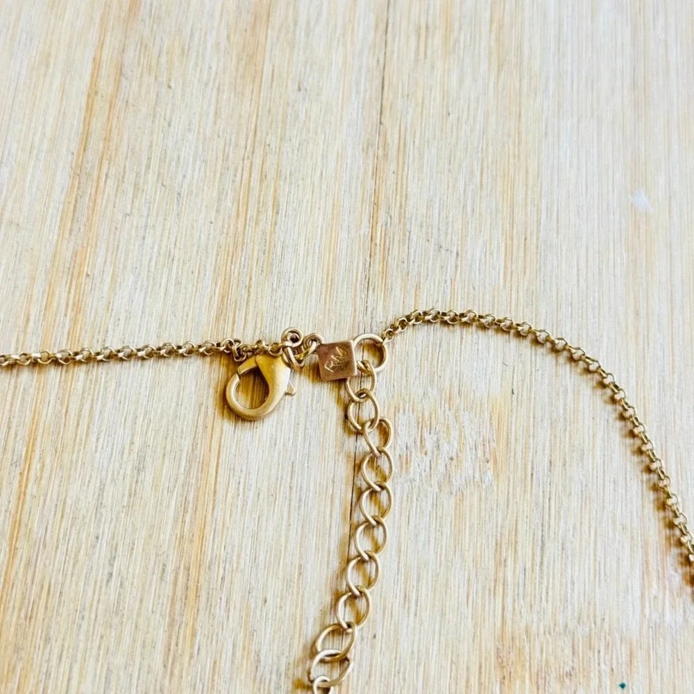 Rebecca Minkoff RM Signed Fringe Necklace Gold Plated Bar Dangle Collar 18